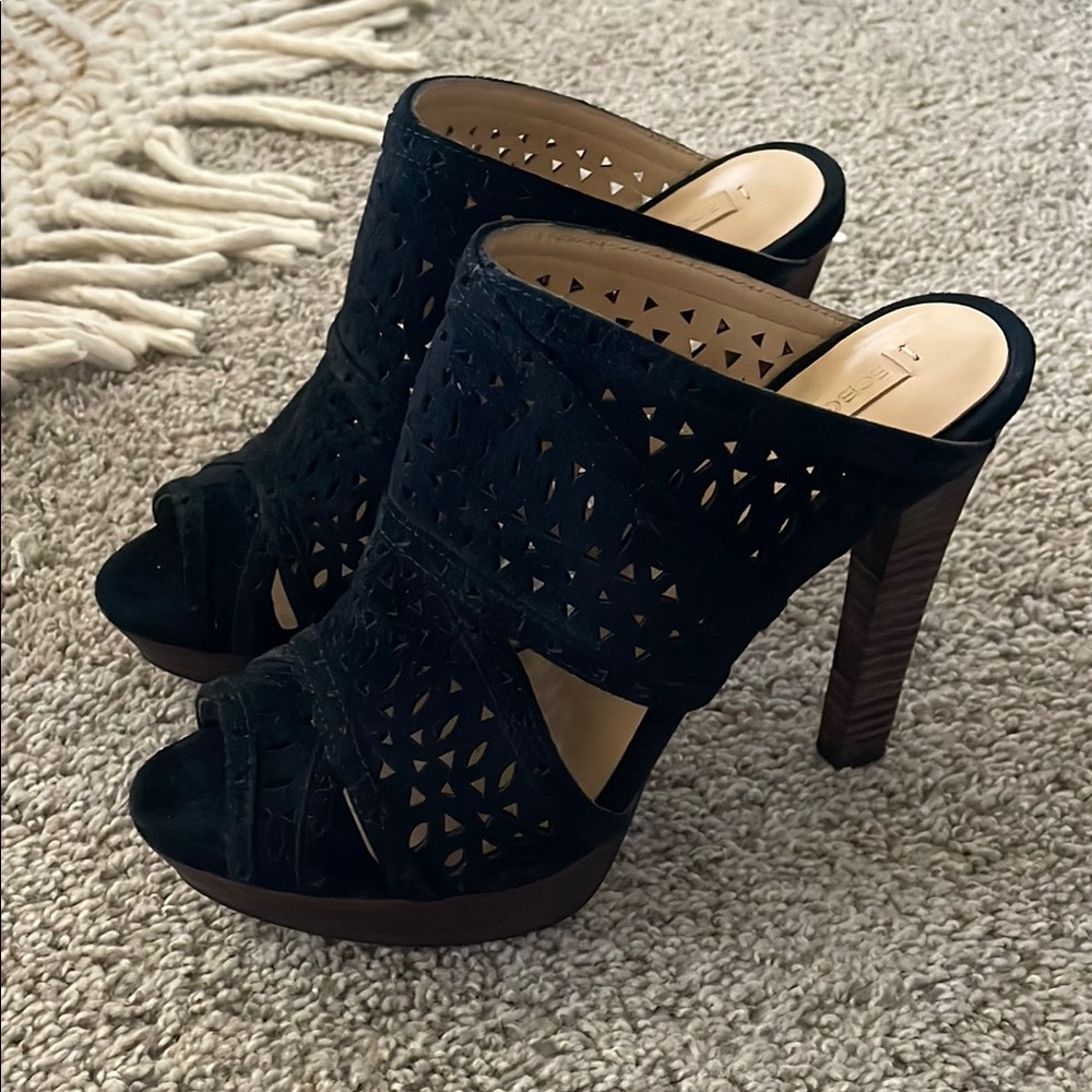 Elegant Black Peep-Toe Heels